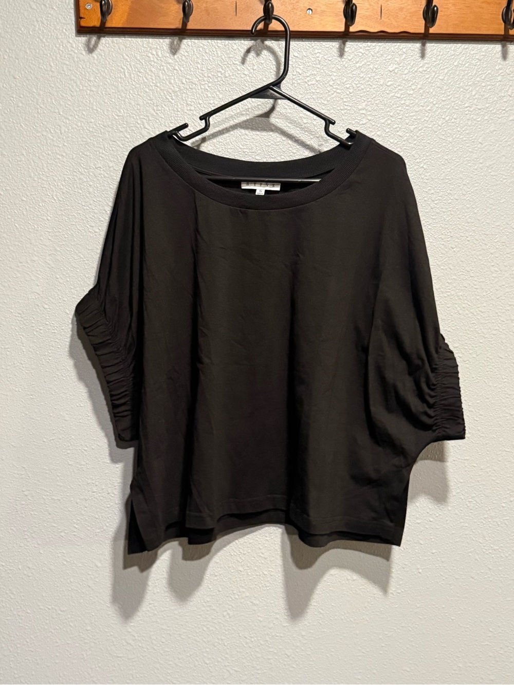 HYFVE Ruched Sleeve Top in Black Size Small NWOT
